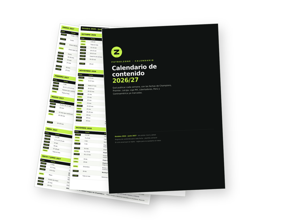 Calendario de contenido: portada y páginas interiores